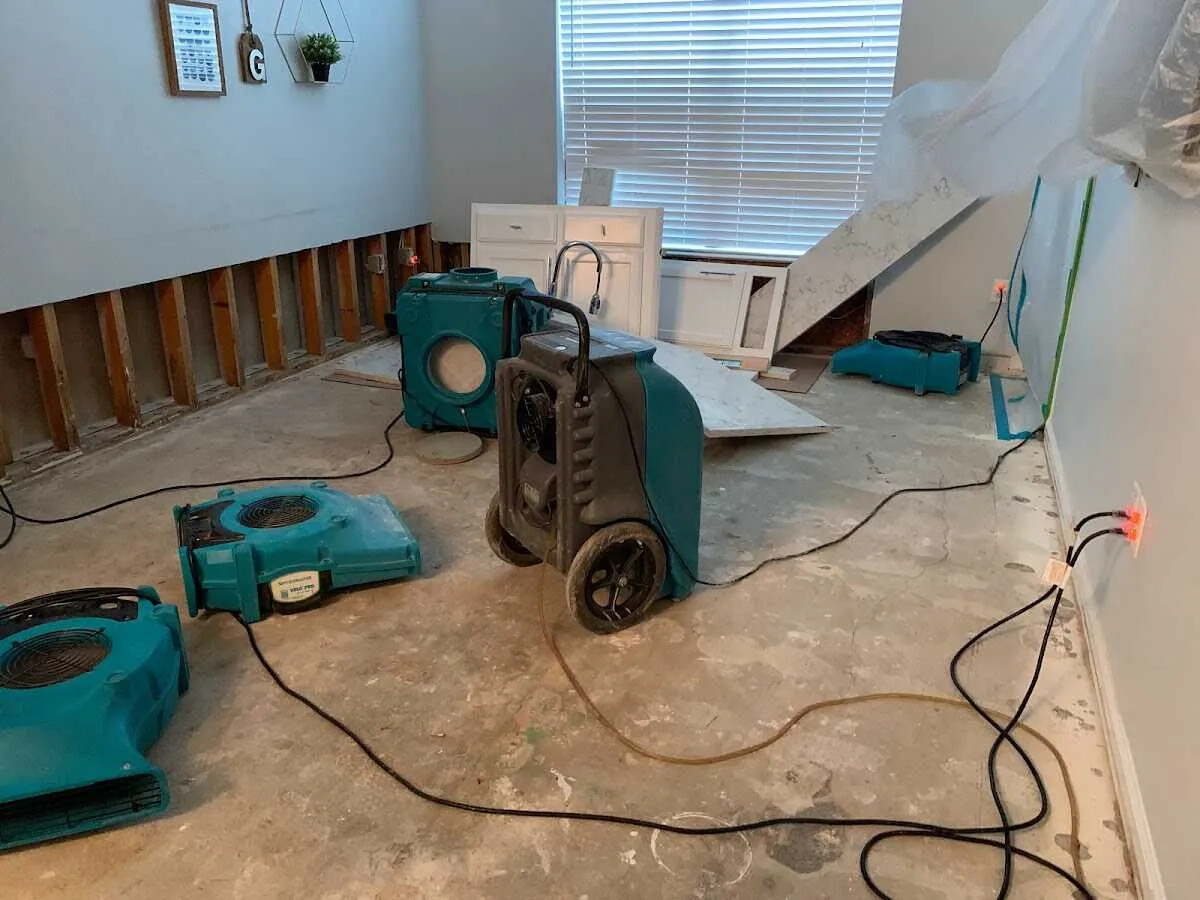 Dehumidifier in flood-cut room for Water Damage Restoration in Morgan City